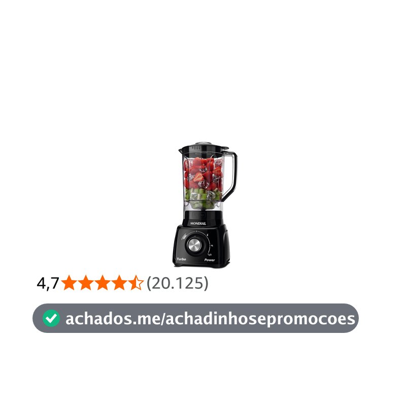 MONDIAL Liquidificador Turbo Power, Preto, 550W, 220V - L-99 FB