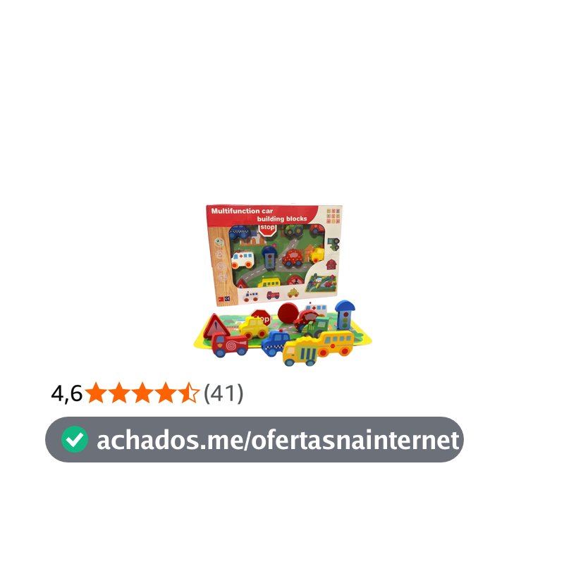Brinquedo Educativo Montessori de Madeira – Blocos de Montar com Veículos e Pista Colorida 29x21cm, 12 Peças com Corda 90cm – Carros, Sinais e Trem Infantil para Coordenação Motora e Aprendizado
