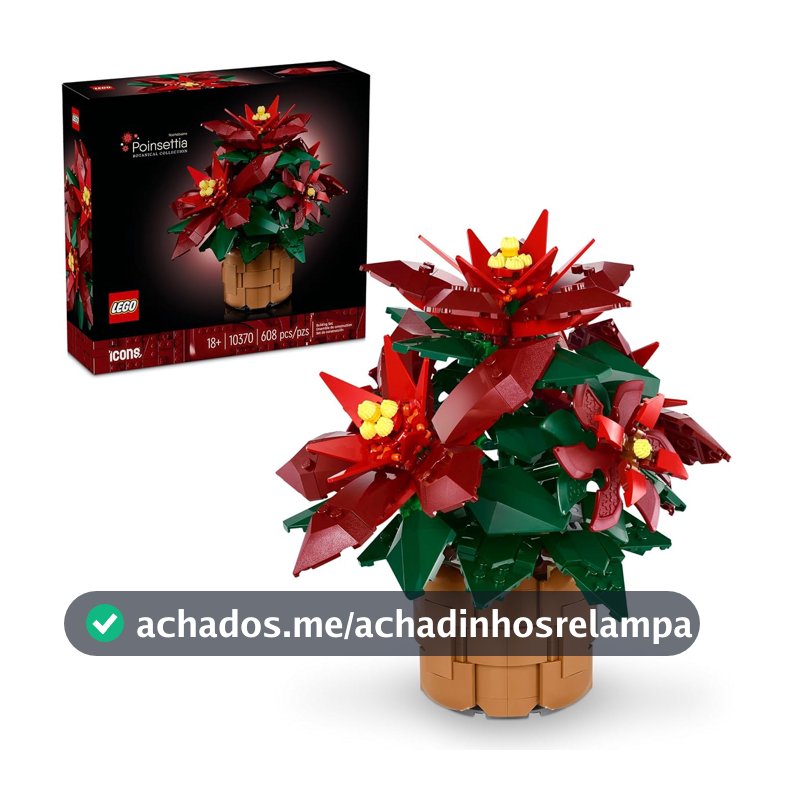 LEGO Icons Poinsétia; Conjunto de Construção de Planta Decorativa 10370