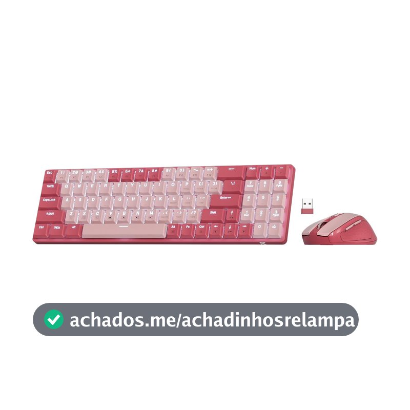 Teclado Mecânico 78% Redragon Low Profile Switch Brown ABNT2 LED Azul Sem Fio Rosa BS-8772 RP