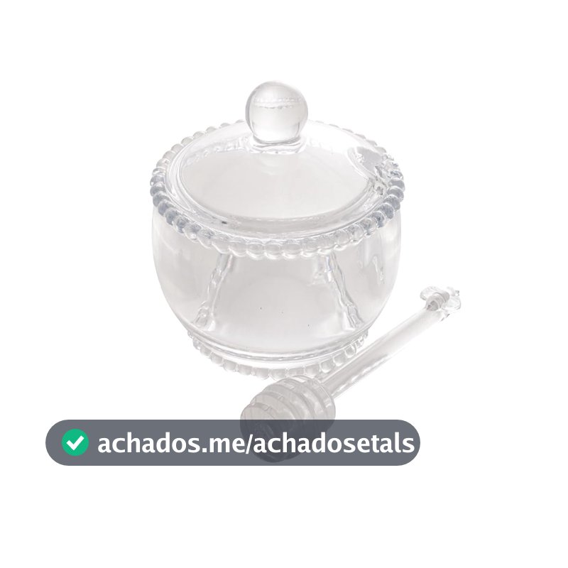 WOLFF - Meleira de Cristal com Colher - 10cm x 10cm x 11cm - Linha Pearl - 200ml