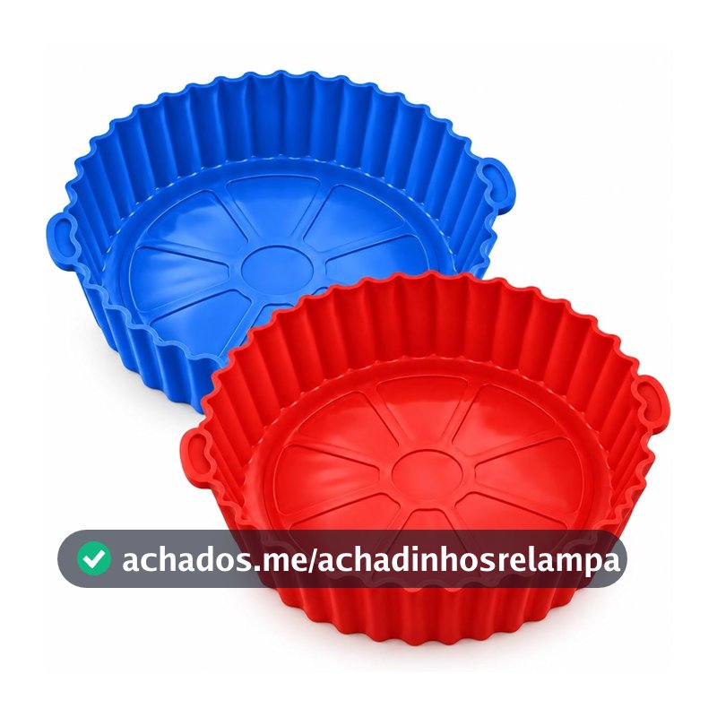 Kit 2 Formas - Assadeira em Silicone Prepare Bolos, Carnes, Doces e Muito mais sem Sujeira e Trabalho - Cesta Reutilizavél de Fritadeira Antiaderente 20cm - Reutilizável, Não tóxico, Cores sortidas
