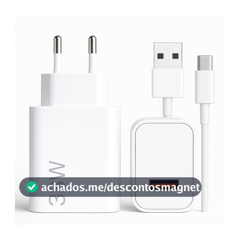 Carregador Turbo Tipo C 33W Com Carregamento Rápido Com Cabo Tipo C Compatível Com Todos Os Dispositivos USB-C, Compativel Com IPhone 15/16, Compativel Com ANdroid, Tablet, SmartWatch