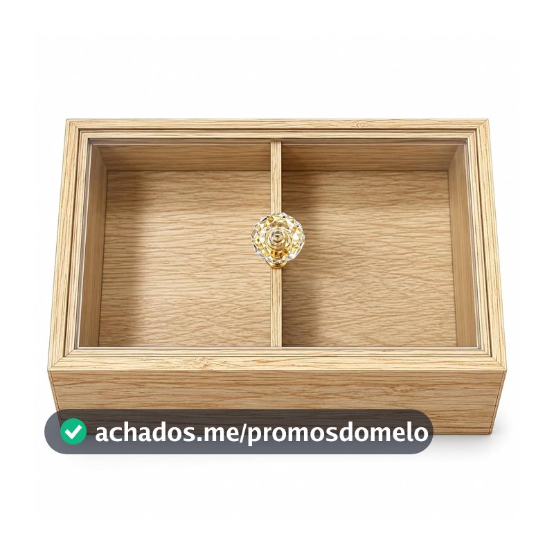 Caixa Multiuso de Bambu com Tampa e 2 Divisórias 20x12x5 cm