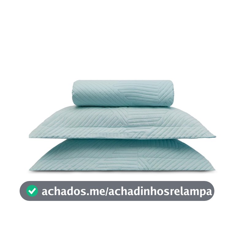 Kit Colcha com Porta Travesseiros Linenn King - Appel Azul Ártico