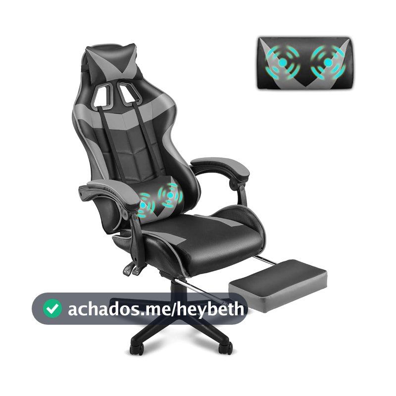 Soontrans Cadeiras de jogos cinza com apoio para os pés, cadeira ergonômica de jogos de computador, cadeira gamer com travesseiro lombar e encosto de cabeça ajustável (cinza galáxia)