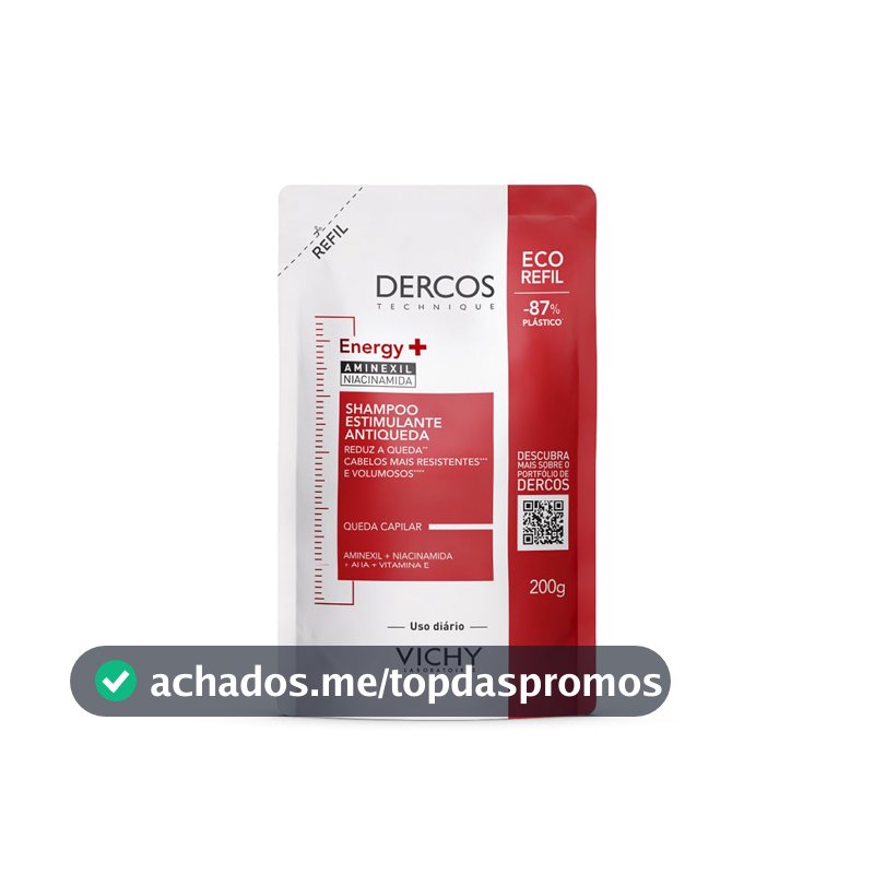 Vichy Dercos Energy+ Shampoo Antiqueda Estimulante Refil, 200g