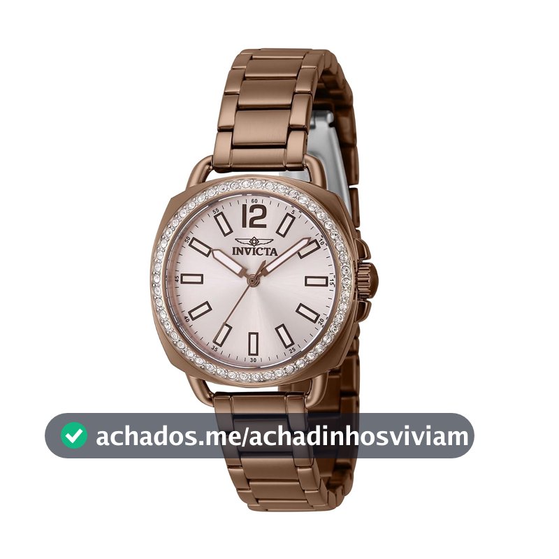 Invicta Relógio feminino de quartzo de aço inoxidável 32 mm, marrom (modelo: 46344), Marrom, Tendência