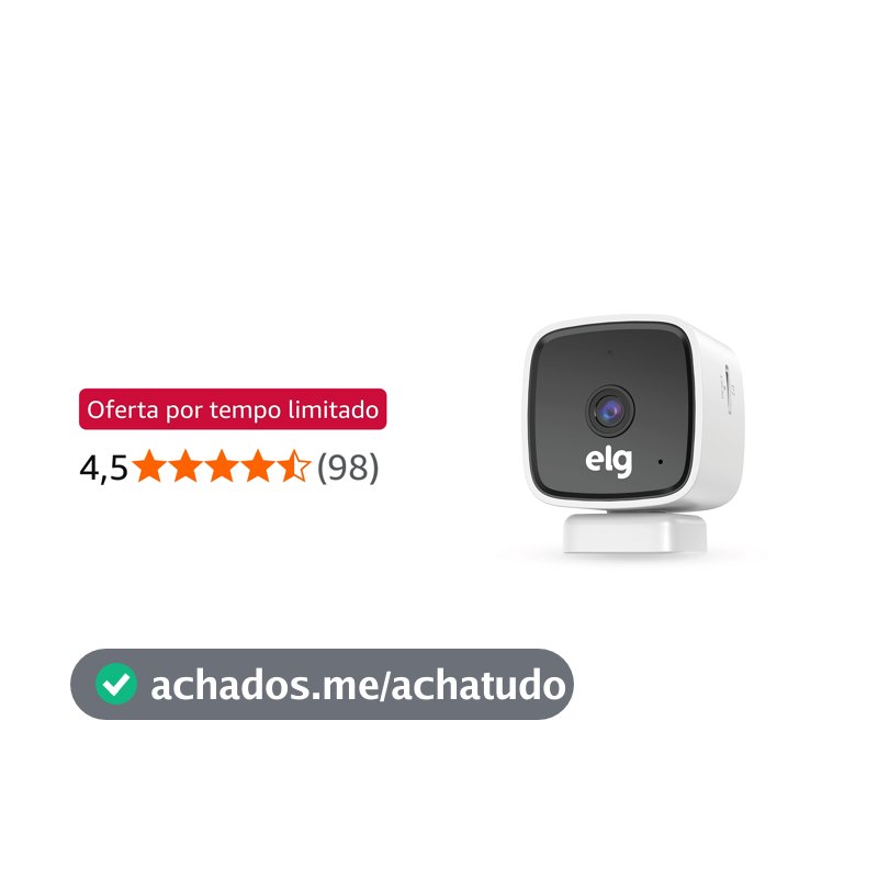 ELG, SHCI603, Câmera interna 1080P Full HD Inteligente Wi-Fi com Botão SOS, Áudio Bidirecional, Visão Noturna e Detecção de Movimentos, Branco