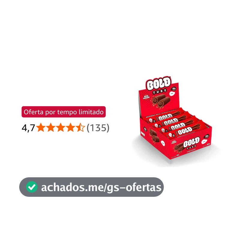 BOLD Tube Chocolate Proteico Avelã 10g de Proteína (12 Un.)