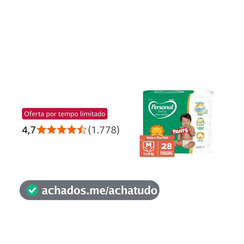 Personal Fralda Baby Total Protect Pants M, 28 Unidades