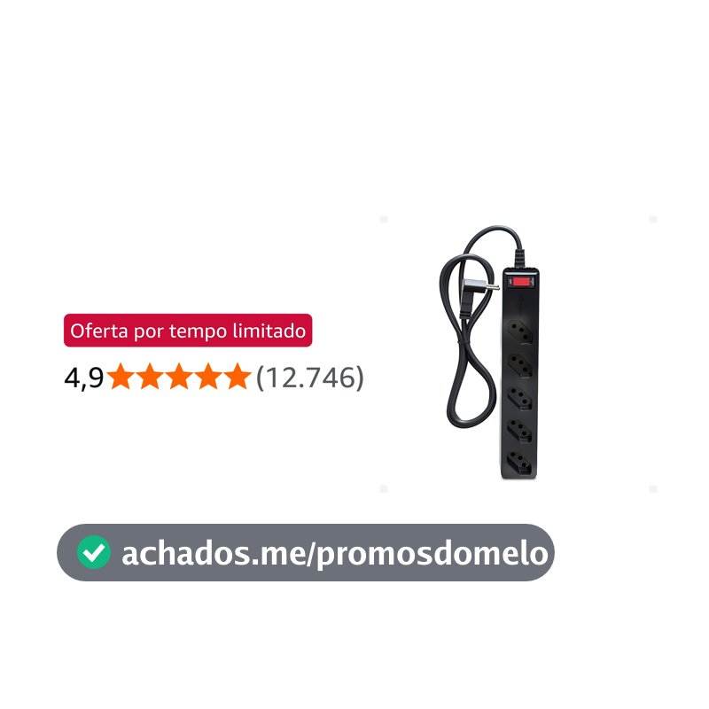 Filtro de linha com protetor contra surtos (DPS) - 127/220 volts - 10 amperes - 5 tomadas - 3 pinos - iCLAMPER Energia 5 - LCF - Preto