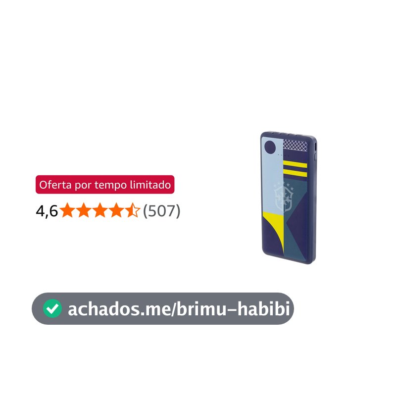 i2GO, Carregador Portátil (Power Bank), 10000mAh, 4 em 1 Com Cabos Acoplados (Micro USB, USB-C, Lightning e USB-A) Linha Exclusiva Seleção Brasileira