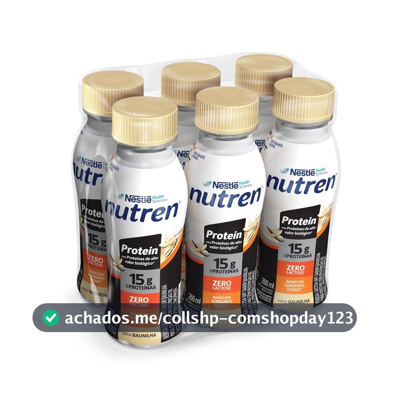 Bebida Láctea Nutren Protein, Baunilha, 260ml, Pack com 6 Unidades