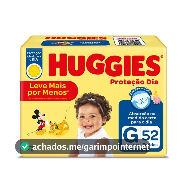 Huggies Fralda Proteção Dia Tam. G - 52 fraldas