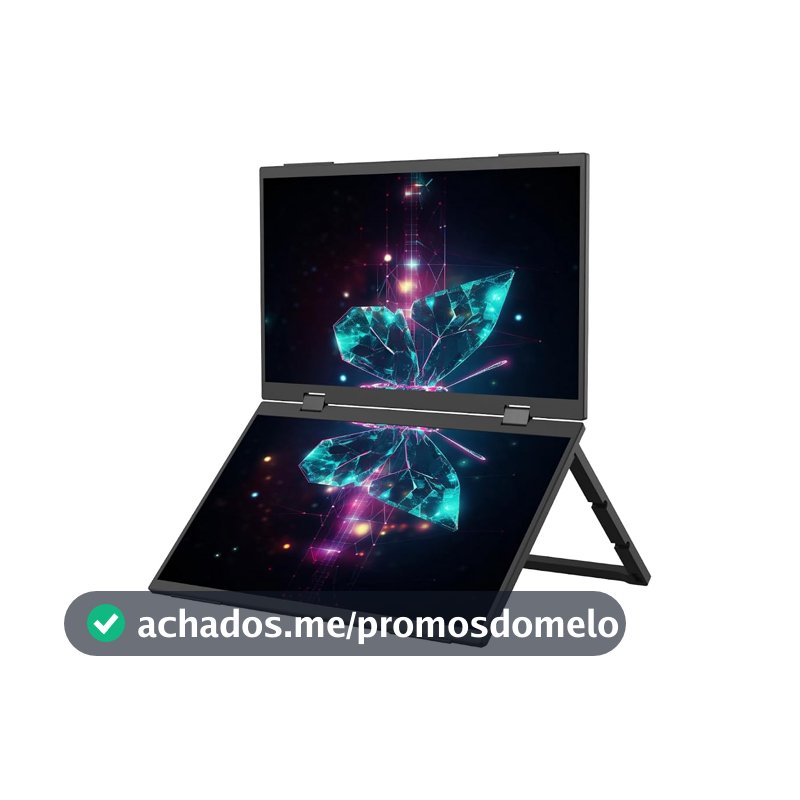 Bettdow Monitor portátil dobrável duplo de 15,6'' FHD 1080P Monitor Portátil Conectado Com USB C Dupla/HDMI, IPS Extensor De Tela para Notebook com VESA e Funda Inteligente magnético, Plug and Play
