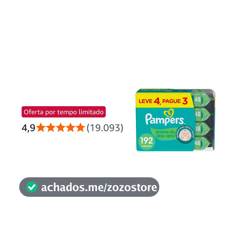 Lenços Umedecidos Pampers Aroma de Aloe Vera 192 Unidades