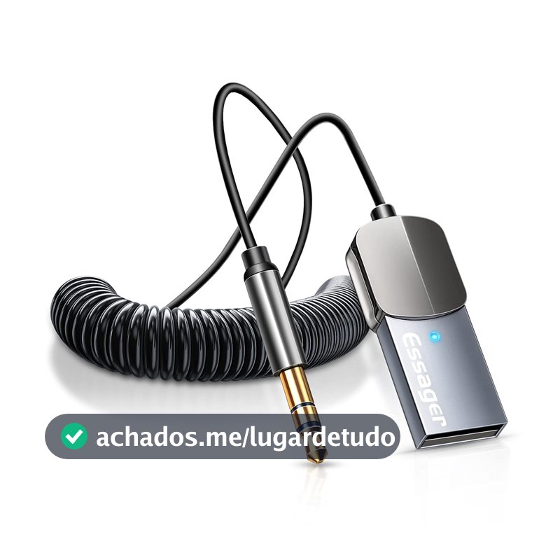 Adaptador Aux Bluetooth para carro, receptor Bluetooth 5.0 com cancelamento de ruído Essager, música sem perdas USB para adaptador de áudio de 3,5 mm com microfone embutido para kits