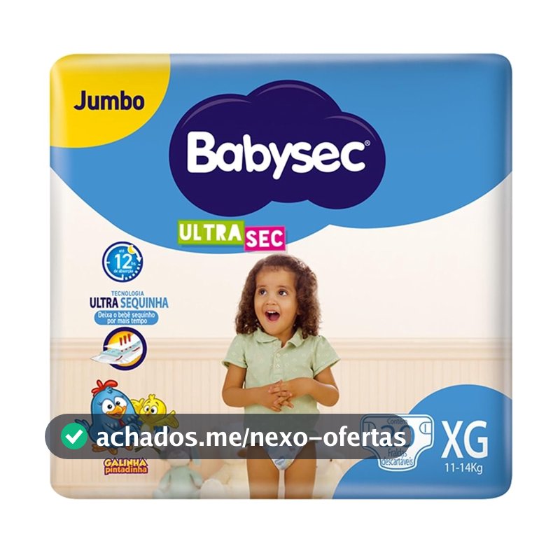 Fralda Babysec Ultrasec Galinha Pintadinha, XG, 20 unidades
