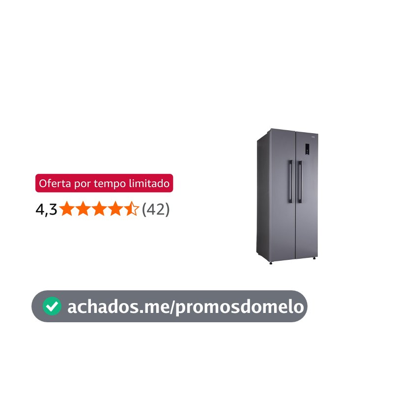 Geladeira Refrigerador HQ Frost Free Side By Side 460 Litros Cinza HQ-460SBSFF (220V)