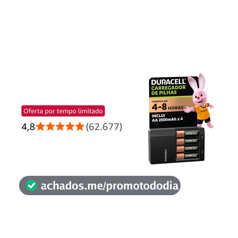 Duracell Carregador de Pilhas Recarregáveis AA e AAA Com 4 Pilhas AA Inclusas – Bivolt