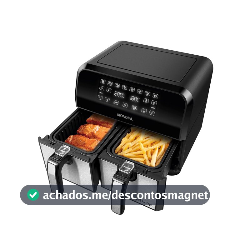 Fritadeira Air Fryer Dual Duplo Cesto 8L, Mondial, 2200W, 110V - AFD-01-BI