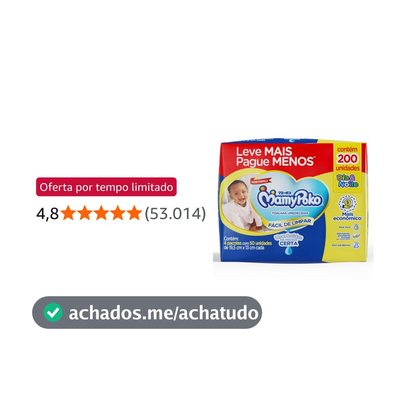MamyPoko Lenços Umedecidos Dia&Noite 200 Unidades
