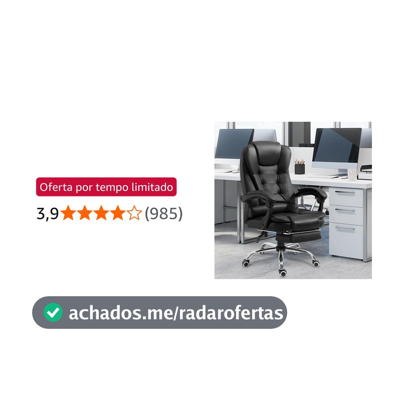 Cadeira De Escritório, Cadeira De Com Apoio Para Os Pés E Encosto Ajustável（Preto）
