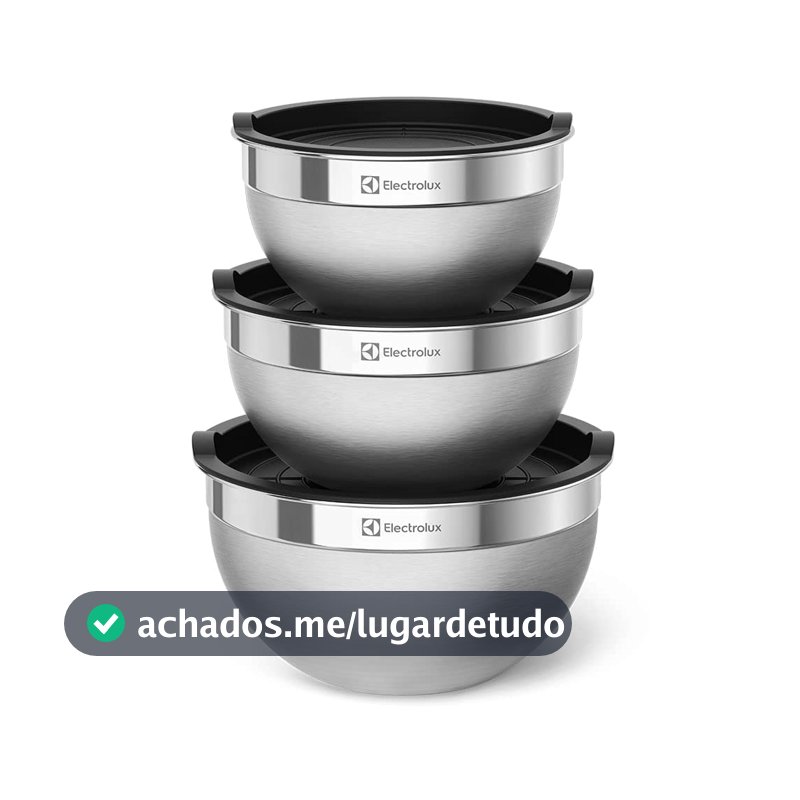 Conjunto de Bowls Tigelas de Inox com Tampa Plástica Electrolux