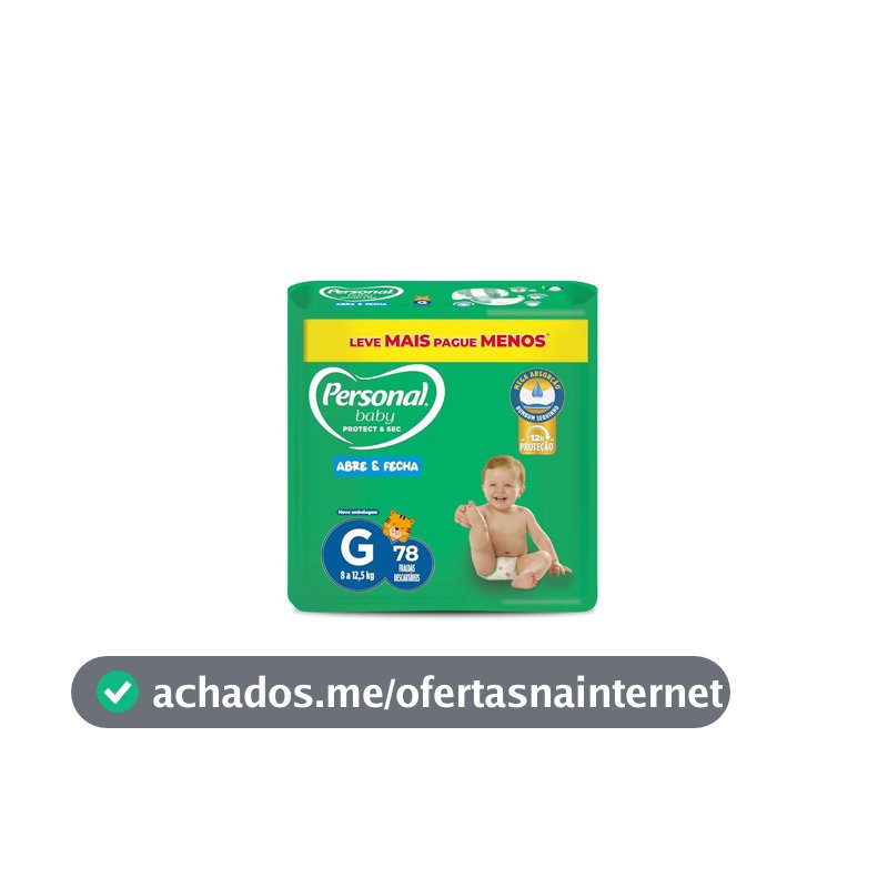 Fralda Personal Baby Protect & Sec Grande Promo - 78 Unidades