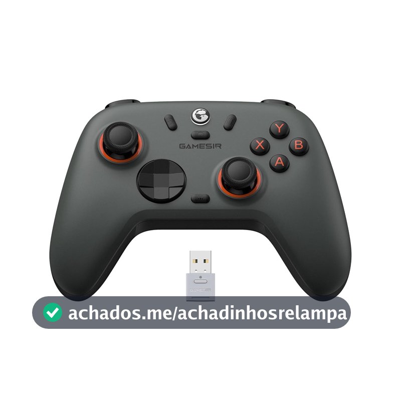 GameSir Nova 2 Lite Controle Sem Fio para PC com Hall Effect nos Analógicos e Gatilhos, 1000Hz 2.4G/Wired, Botões Programáveis – Compatível com PC, Switch, Steam, Android - Cinza Grafite