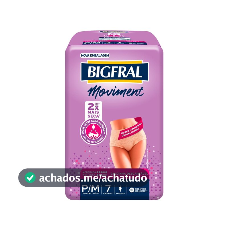 Roupa Íntima Bigfral Moviment Feminina P/M 7 Unidades
