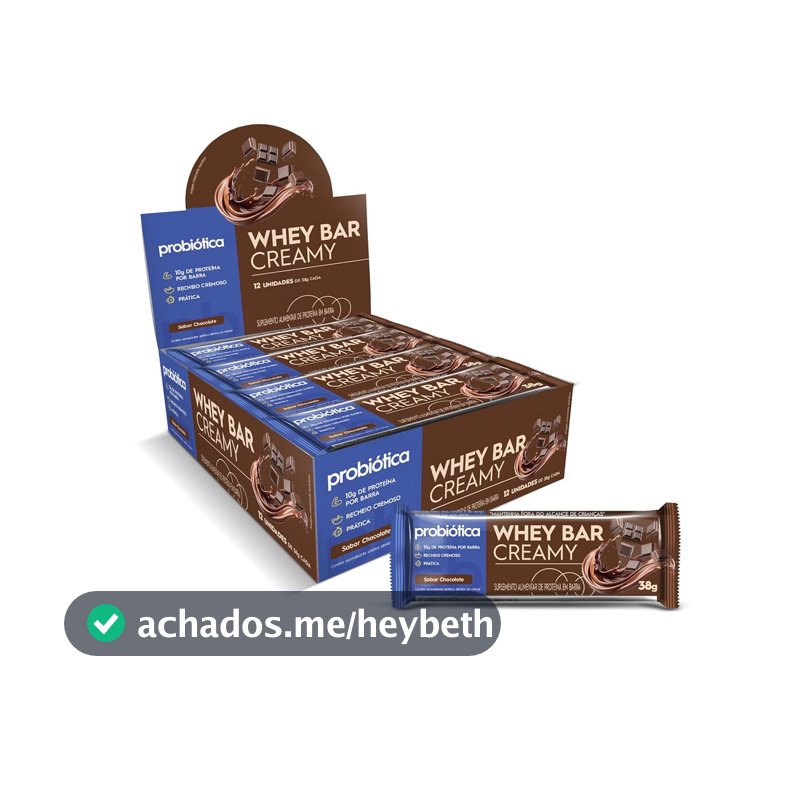 Whey Bar Creamy Caixa 12 unidades (456g), Chocolate, Probiótica