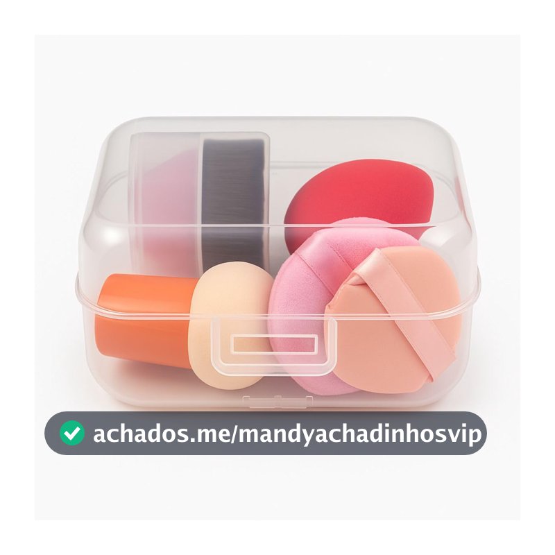 Kit Completo Maquiagem Premium com Esponjas Gota Cogumelo Puffs Aveludados Pincel Kabuki Profissional Estojo Organizador