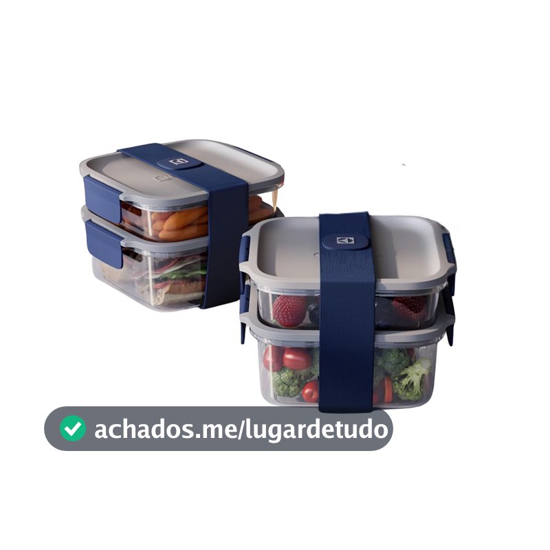 Electrolux Kit 2 Potes Marmita de Plástico Cinza e Azul, 3,1L, 4 Potes