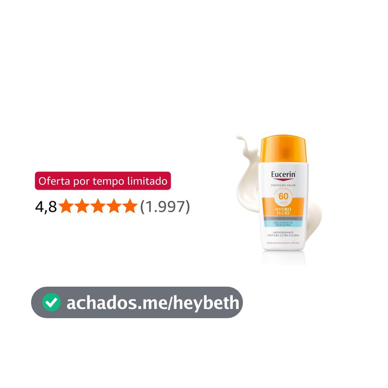 EUCERIN Protetor Solar Facial Ultra Fluido FPS 60 50ml, Hydro Fluid, Antioleosidade, Antioxidante, Rosto, Proteção UVA, UVB e Luz Visível
