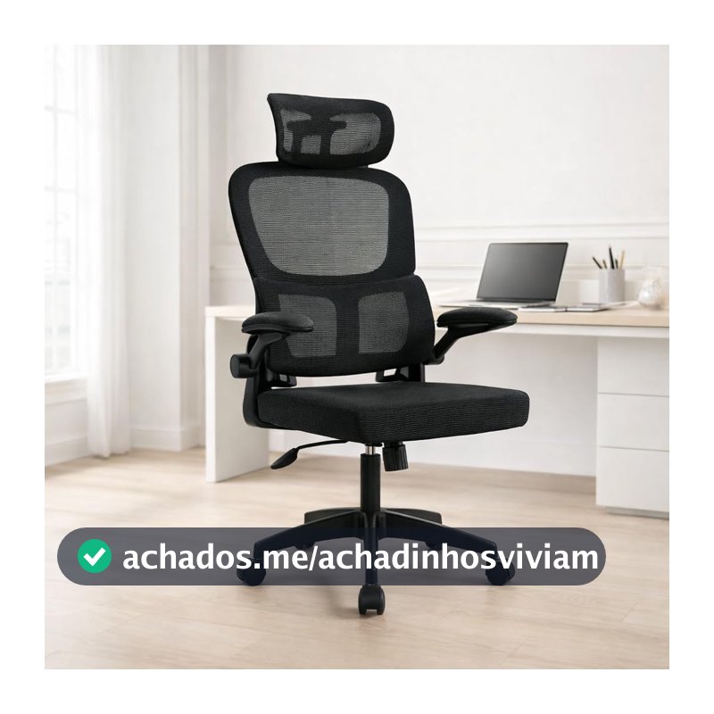 Cadeira Escritório Ergonômica Suporte Lombar Encosto Cabeça Regulável