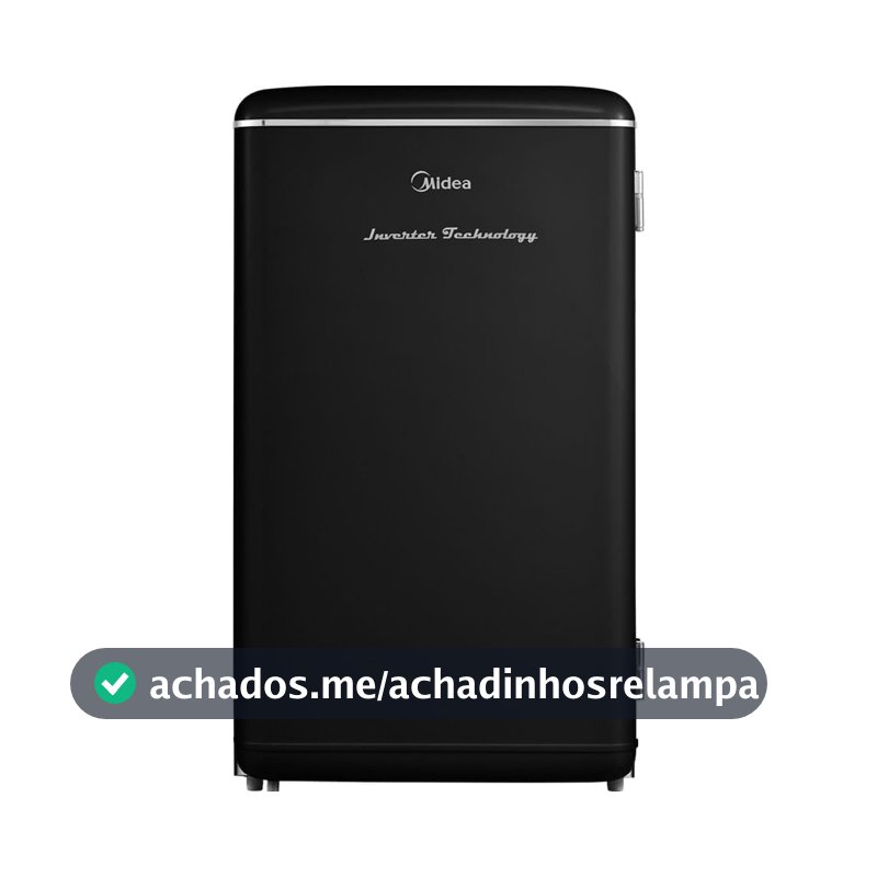Frigobar Retrô 93 litros Preto Inverter Bivolt Midea