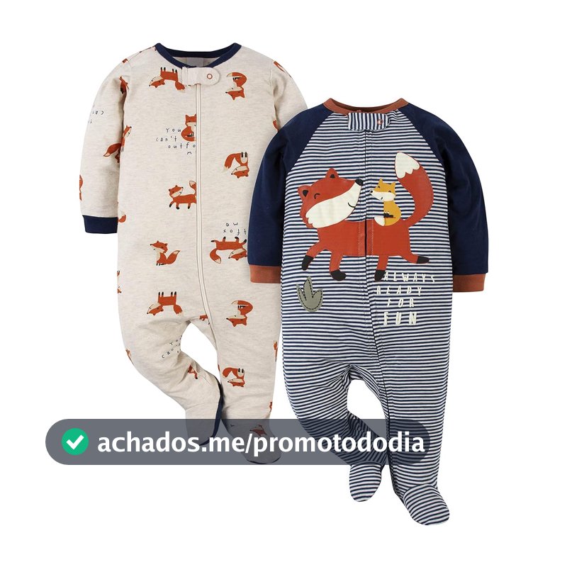 Gerber Pacote com 2 para bebês meninos, Sleep N Play, Raposa azul, 3-6 Meses