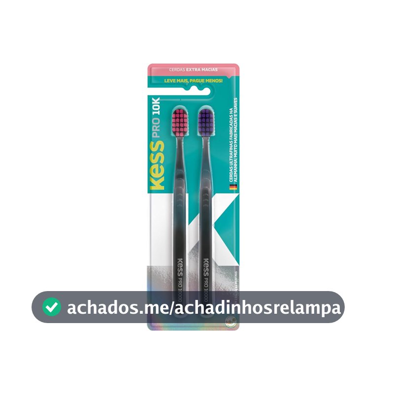 KESS Pack Com 2 Escovas Dentais Pro 10K Extra Macias Preto