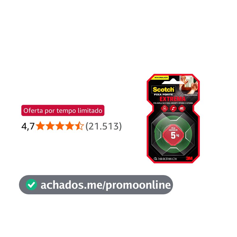 SCOTCH 3M Fita Dupla-face Fixa Forte Extrema 24 mm x 2 m 1 Unidade