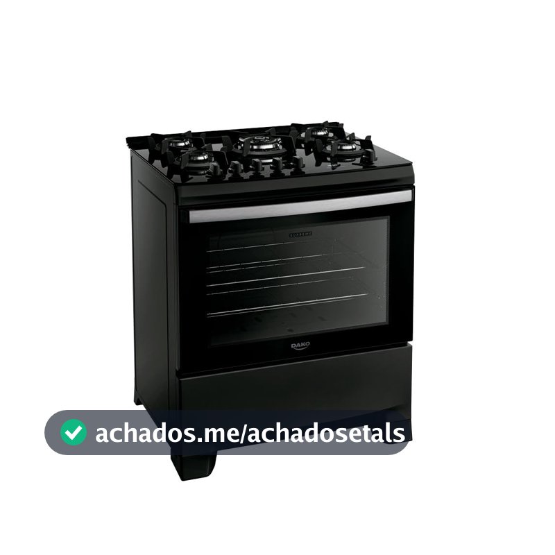 Fogão 5 Bocas Dako Supreme Black Glass com Timer Digital e Mesa de Vidro Preto Bivolt