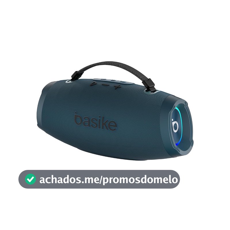 Basike Caixa de Som Estéreo Sem Fio, Boombox 120W, Bluetooth, azul