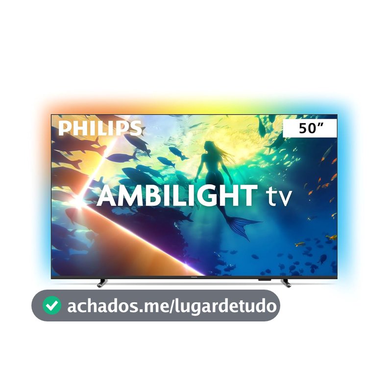 PHILIPS, Smart TV Ambilight 50" 4K, Titan OS, 50PUG8100/78, Comando de Voz, HDR10+/Dolby Atmos, VRR/ALLM, Bluetooth