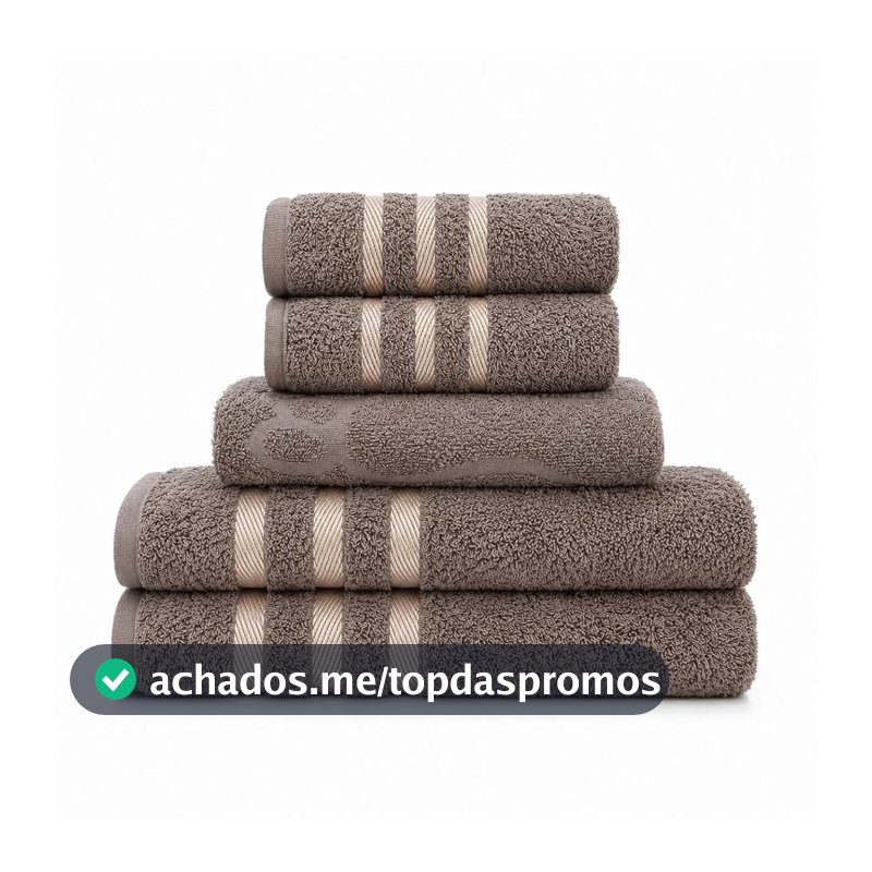 Jogo de Toalhas Luciana Marcotex 5 Peças (2 Banho, 2 Rosto e 1 Piso Chevron) 100% Algodão - Grafite