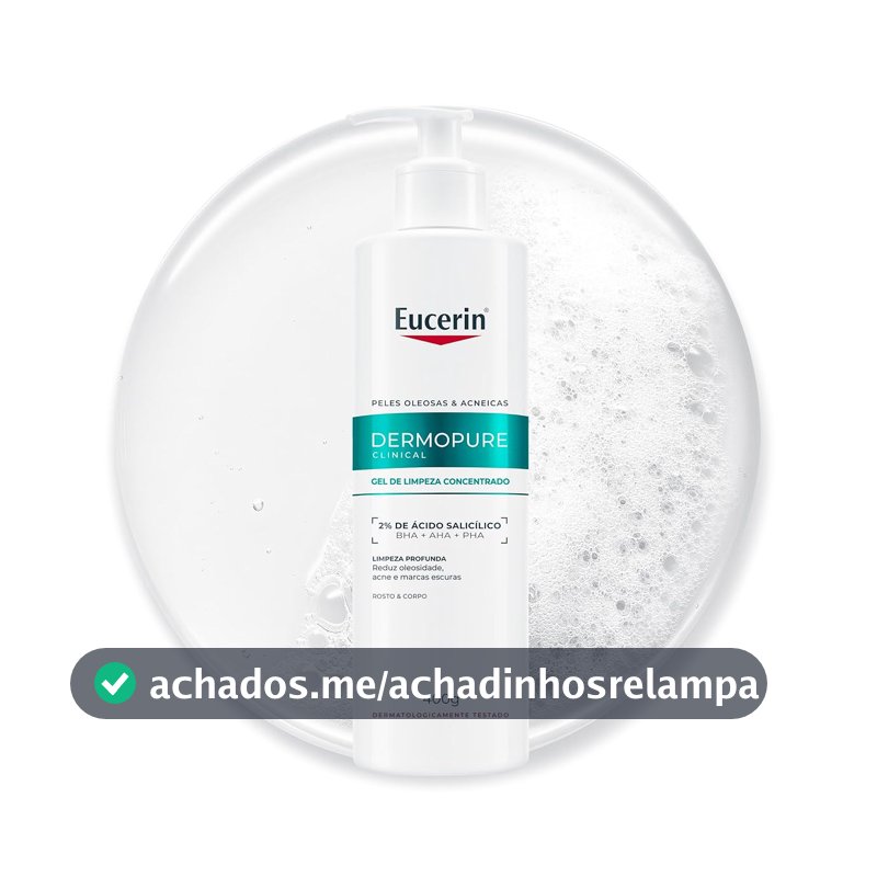 EUCERIN Gel de Limpeza Facial AntiAcne DermoPure Clinical Concentrado 400ml, Peles Oleosas e Acneicas