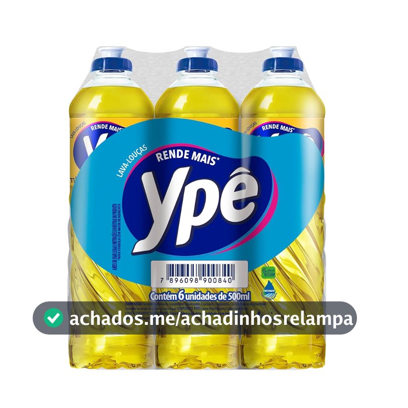 Ypê Pack Detergente Neutro 500ml (6 unidades)