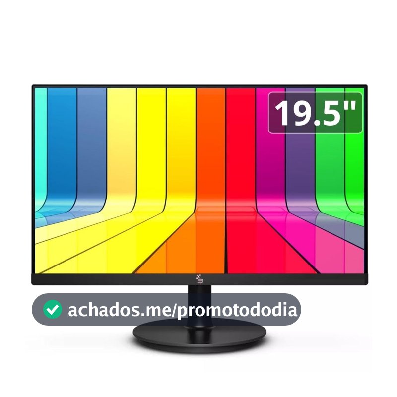 Monitor 19.5" LED, Widescreen, 75Hz, 2ms, HD, HDMI, VGA, VESA, Ajuste de inclinação - 3green M195WHD