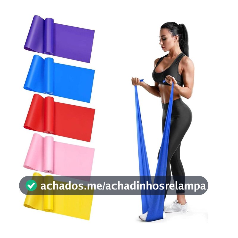 Kit com 3 Faixas Elásticas para Yoga, Pilates e Alongamento 150×15 cm