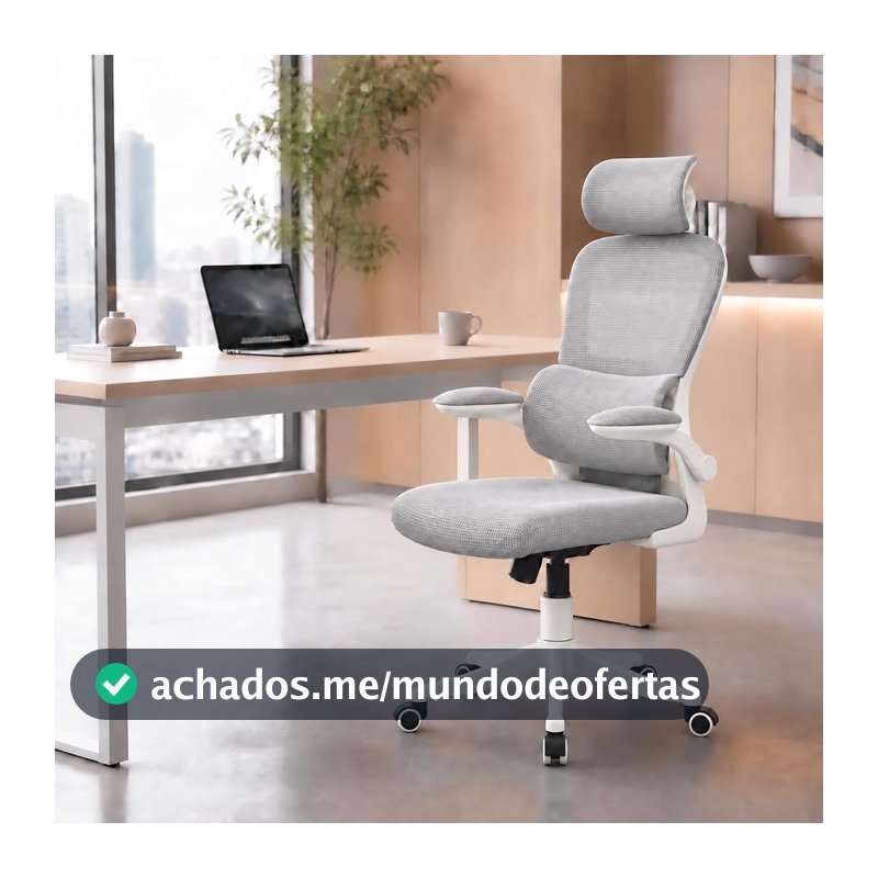 Laruno Cadeira de Escritório Almirante C600 Mesh Reclinável Cinza 150kg